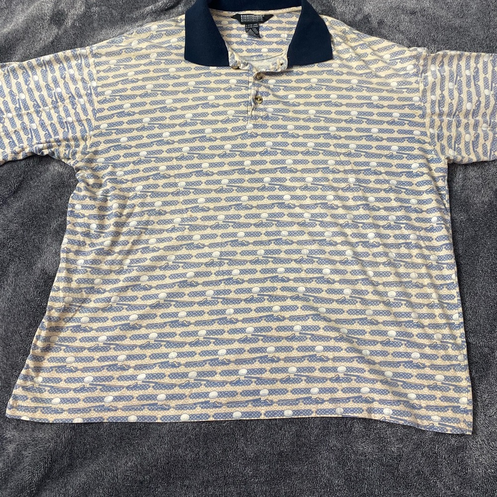 Retro‎ 90s Knightsbridge Golf Club & Ball Print Polo Mens XL Grandpa-core